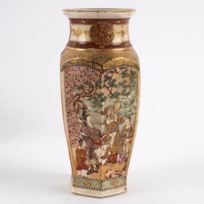 Appraisal: A Japanese Satsuma hexagonal vase painted with panels of figures