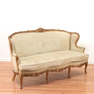 Appraisal: Nice antique Louis XV style giltwood sofa Nice antique Louis