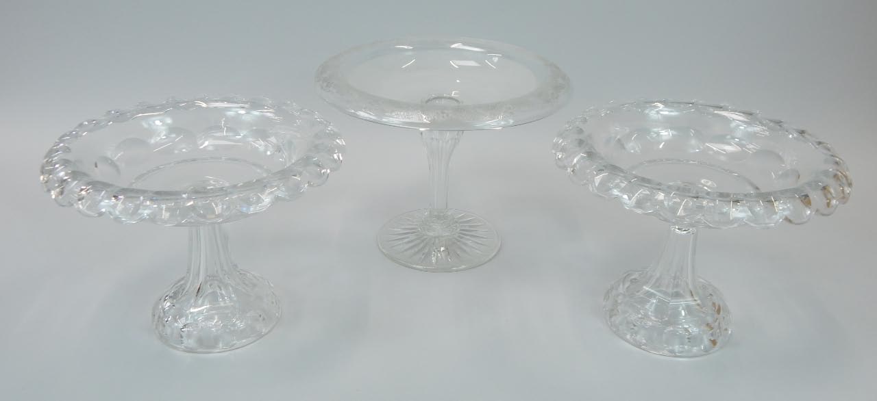 Appraisal: Three thC cut glass tazza to include a pair each