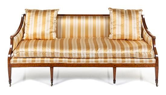 Appraisal: A George III Stenciled Satinwood Sofa Height x width x