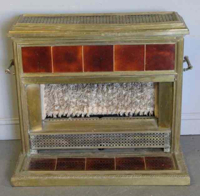 Appraisal: Brass and Tiled Vintage Fire Place From a Larchmont NY