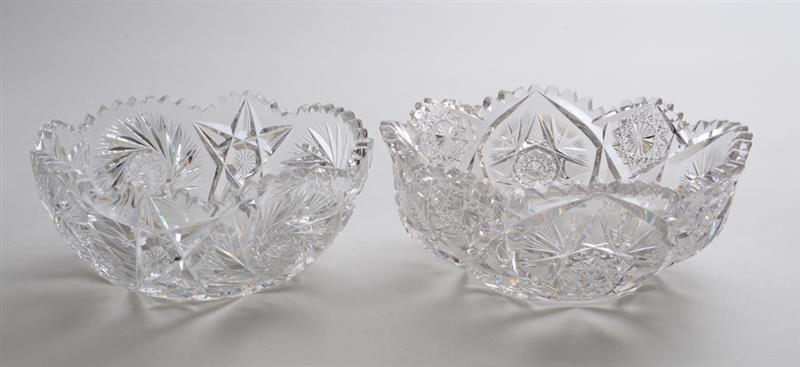 Appraisal: GROUP OF SIX CUT-GLASS ARTICLES AND TWO ENGRAVED GLASS VASES