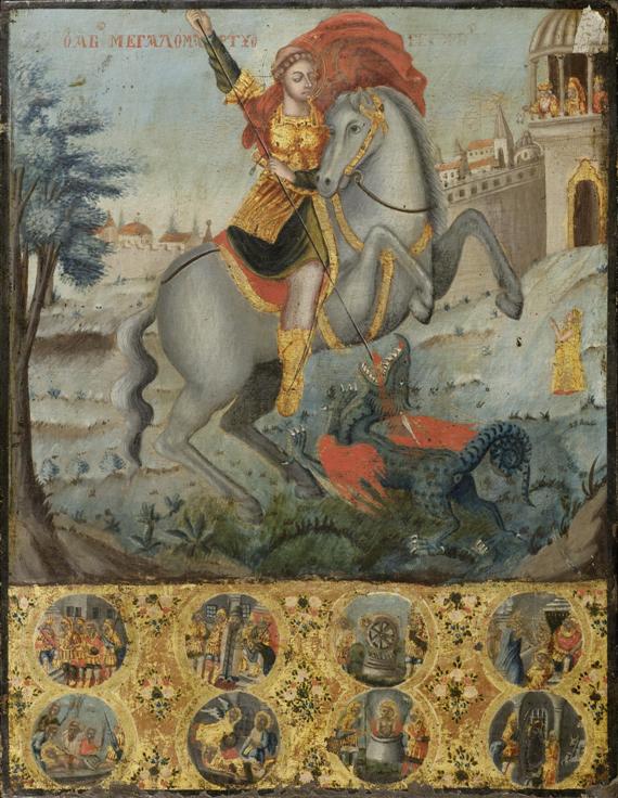 Appraisal: PROBABLY RUSSIA th c Saint George Oil on panel x