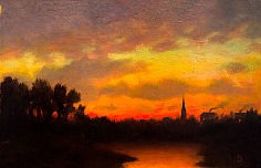 Appraisal: Albert Bierstadt Old North Church at Sunsetoil on paper on