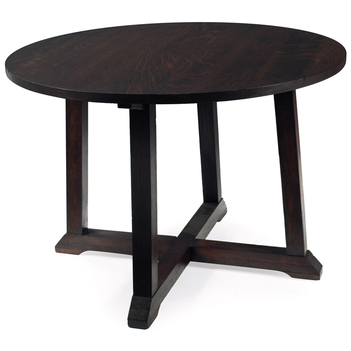 Appraisal: Arts Crafts table circular top above a lower cross-stretcher base