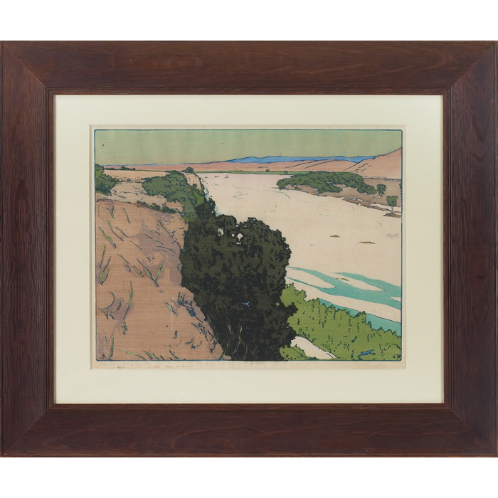 Appraisal: Frank Morley Fletcher British American - woodblock print California Salinas