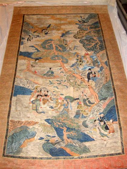 Appraisal: Chinese kesi panel late Qing dynasty Colorful silk panel displays