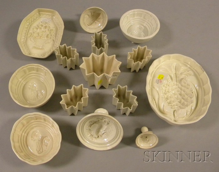 Appraisal: Fourteen English Creamware Culinary Molds and Stamps various shapes subjects