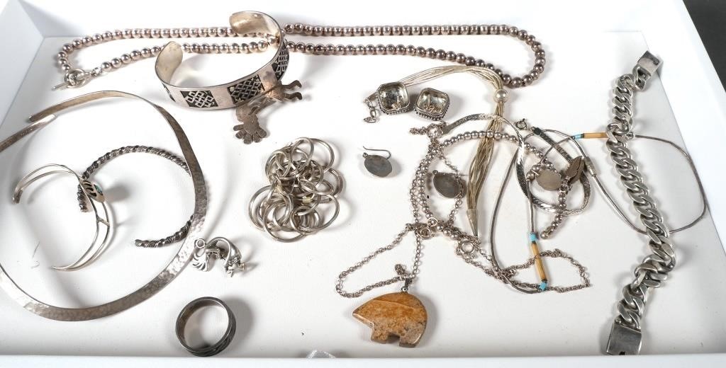 Appraisal: Assorted pieces of Mexican and Native American style sterling silver