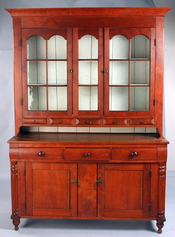 Appraisal: Cove-molded cornice twin glazed doors with double arch top center