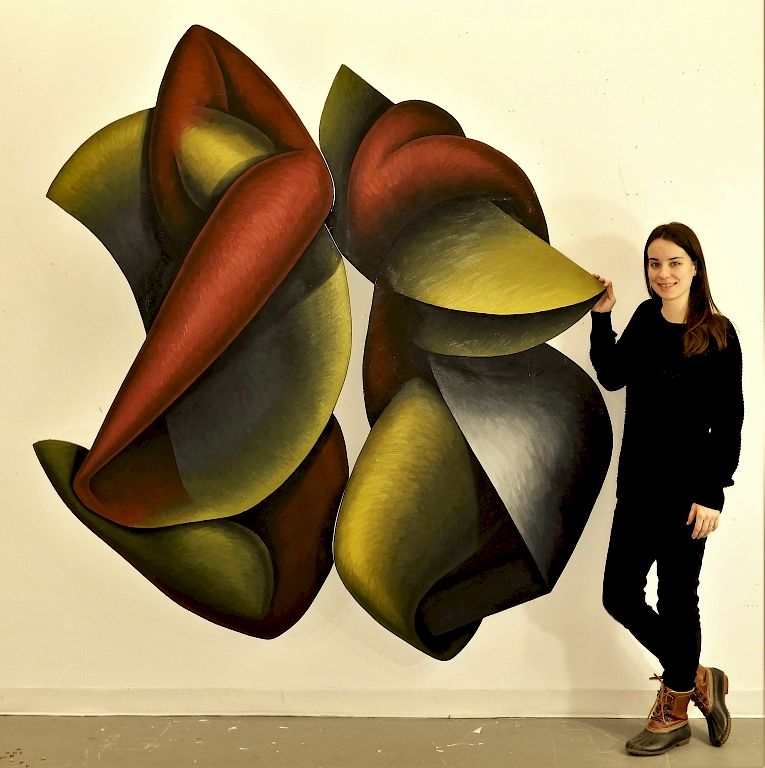 Appraisal: Jonathan Santlofer Modern Shaped Diptych Painting Jonathan Santlofer New York