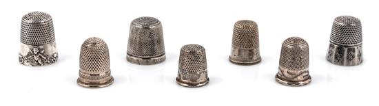 Appraisal: Sale Lot Seven American Silver Thimbles various forms and decorations