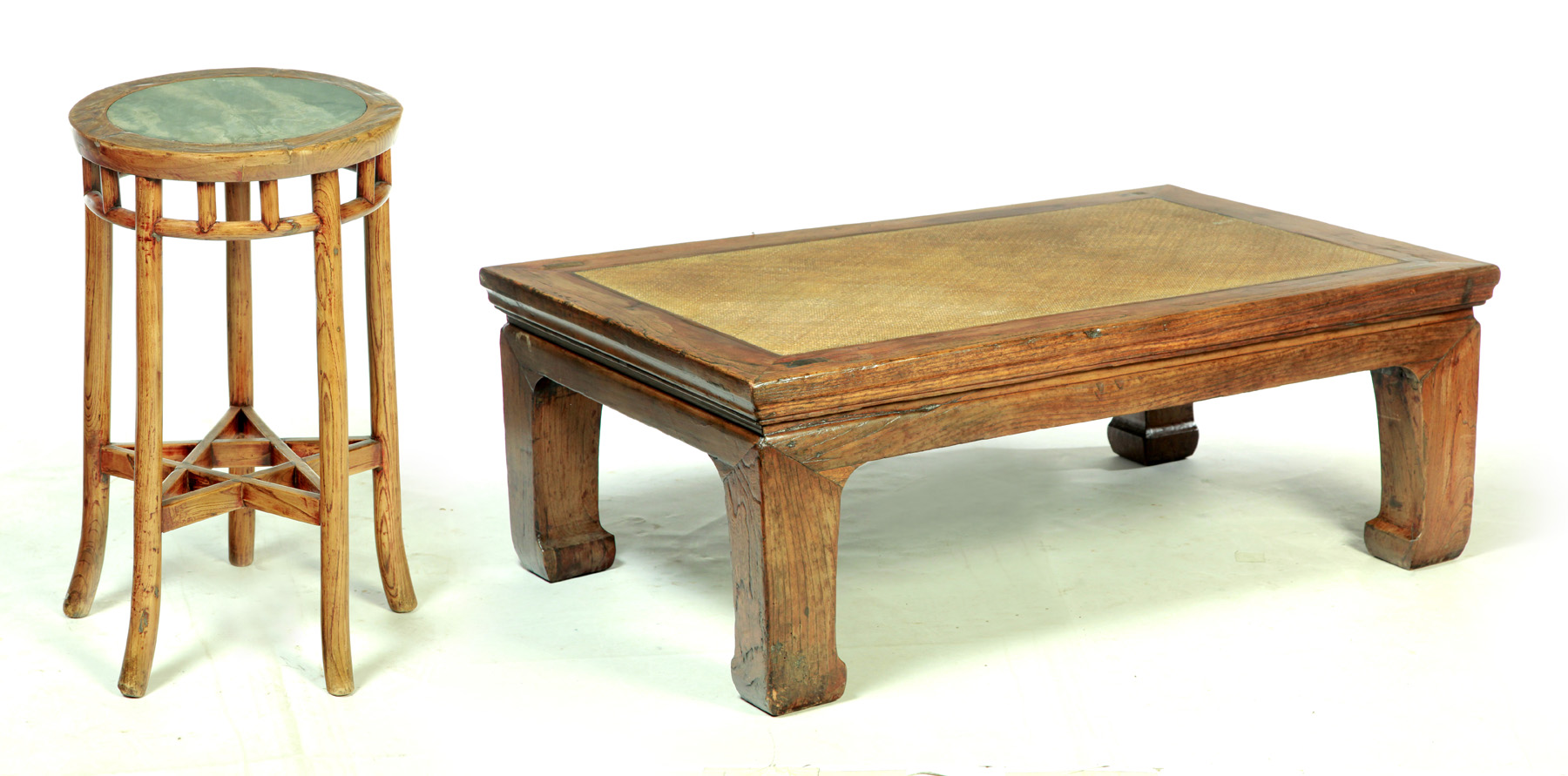 Appraisal: TWO CHINESE TABLES Twentieth century elm Fern stand with traces