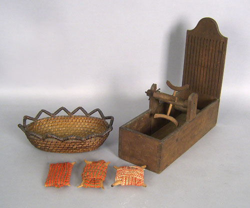 Appraisal: Poplar yarn winder h w together with a rye straw