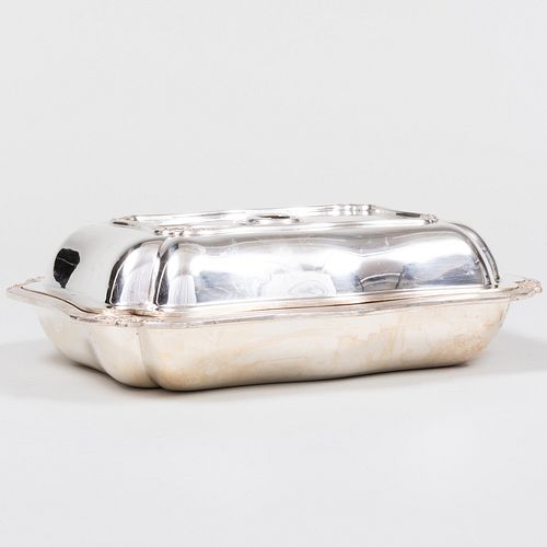 Appraisal: SILVER PLATE ENTREE DISHUnmarked x x in Condition Lacking handle