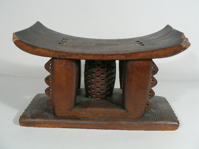 Appraisal: West African Ashanti Throne Ottoman carved wood throughout curved seat