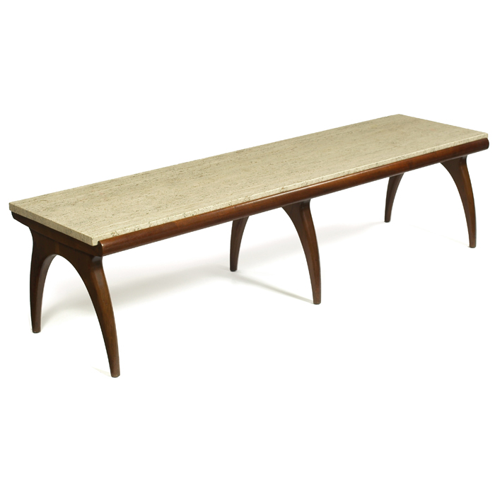 Appraisal: Bertha Schaefer coffee table travertine top