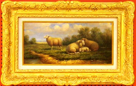 Appraisal: P Manor th C oil on canvas sheep in field