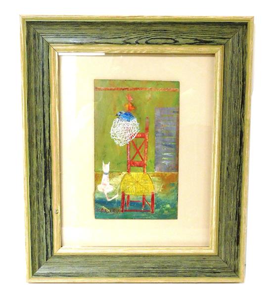 Appraisal: Nicholas Creux th C framed acrylic on board oblong composition