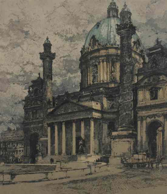 Appraisal: LUIGI KASIMIR Austrian - ST STEPHEN'S GRABEN VIENNA and KARLSKIRCHE