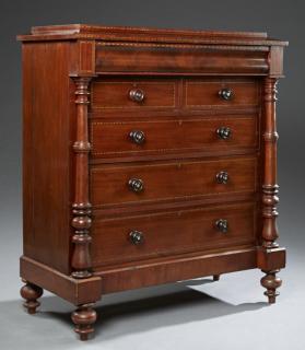 Appraisal: English Inlaid Mahogany Manor House Chest th c English Inlaid