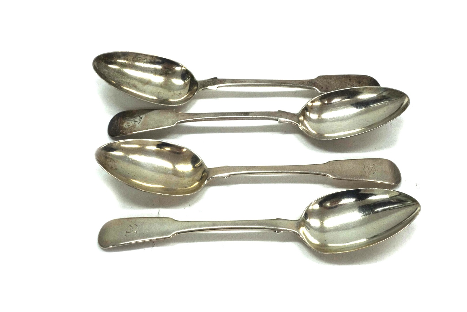 Appraisal: A pair of George III Scottish silver fiddle pattern tablespoons