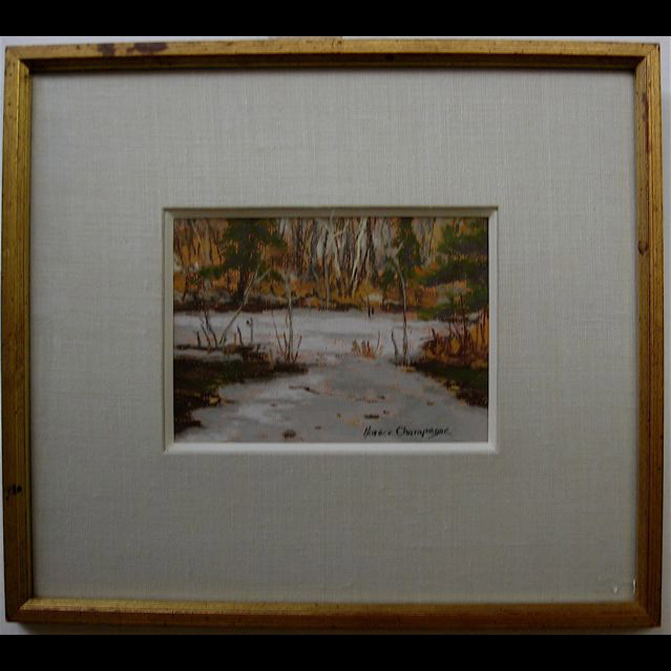 Appraisal: HORACE CHAMPAGNE - CANADIAN BEAVER POND PASTEL TITLED TO LABELS