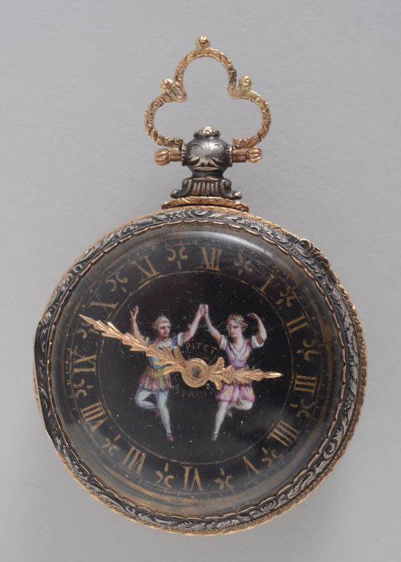 Appraisal: FRENCH ENAMEL EROTIC POCKET WATCH SIGNED PITET PARIS in diam