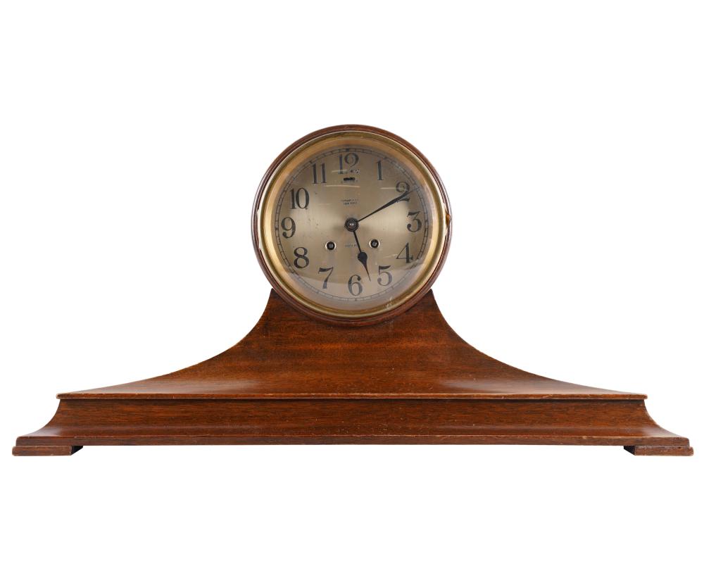 Appraisal: TIFFANY CO MAHOGANY SHIP'S BELL CLOCKsigned to dial Condition oxidation