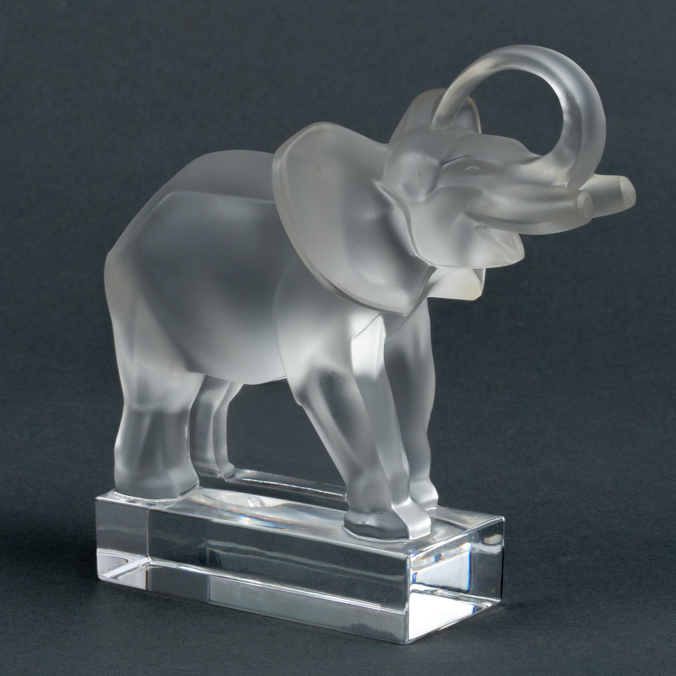 Appraisal: LALIQUE CRYSTAL ELEPHANT SCULPTURE A Lalique molded and frosted crystal