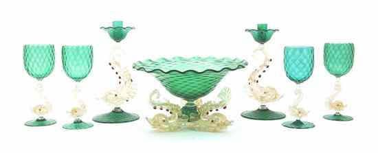 Appraisal: A Venetian Glass Table Garniture and Stemware Set each in