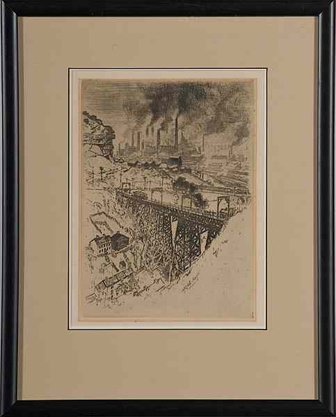 Appraisal: Industrial Landscape Etching by Joseph Pennell Etching on paper ca