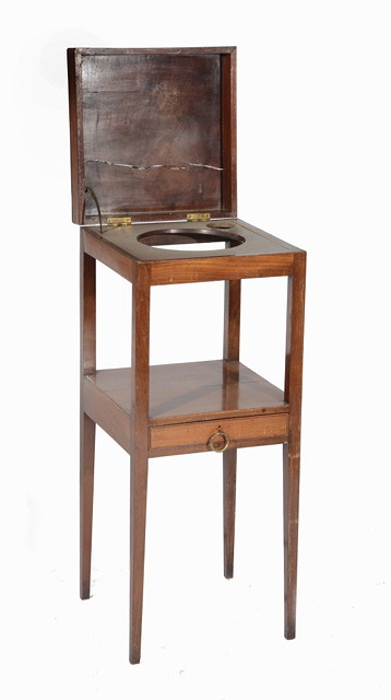 Appraisal: A TH CENTURY MAHOGANY SQUARE WASH STAND with lift up