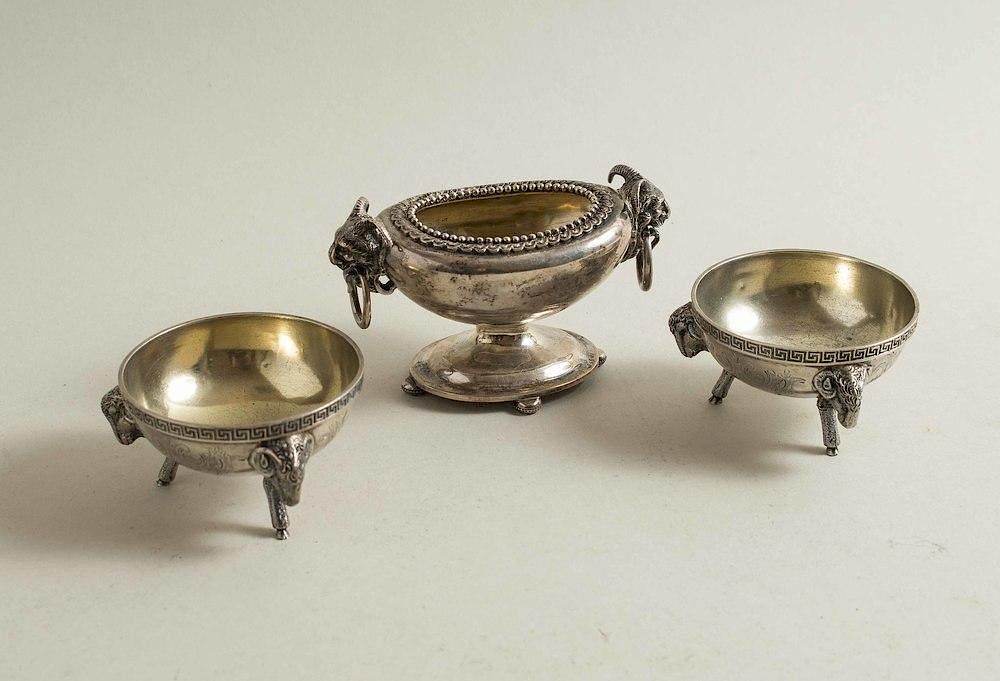 Appraisal: Three Figural Sterling Silver Salt Cellars George Sharp Three figural