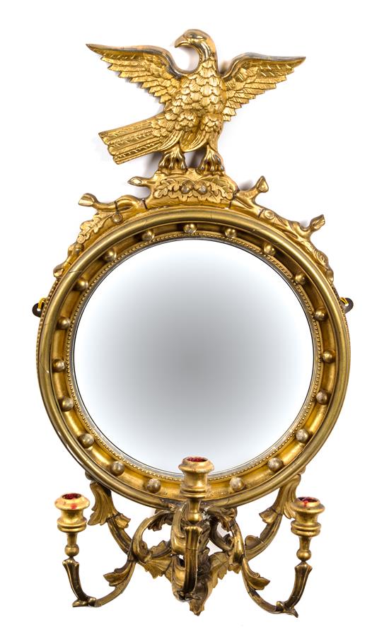 Appraisal: Sale Lot A Federal Giltwood Girandole Mirror th century surmounted