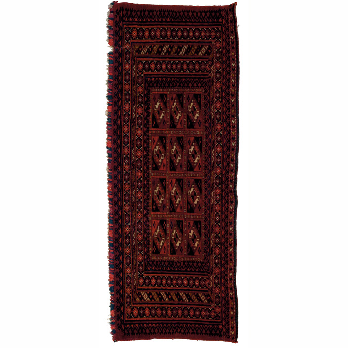 Appraisal: Turkoman face c geometric designs on a red field x