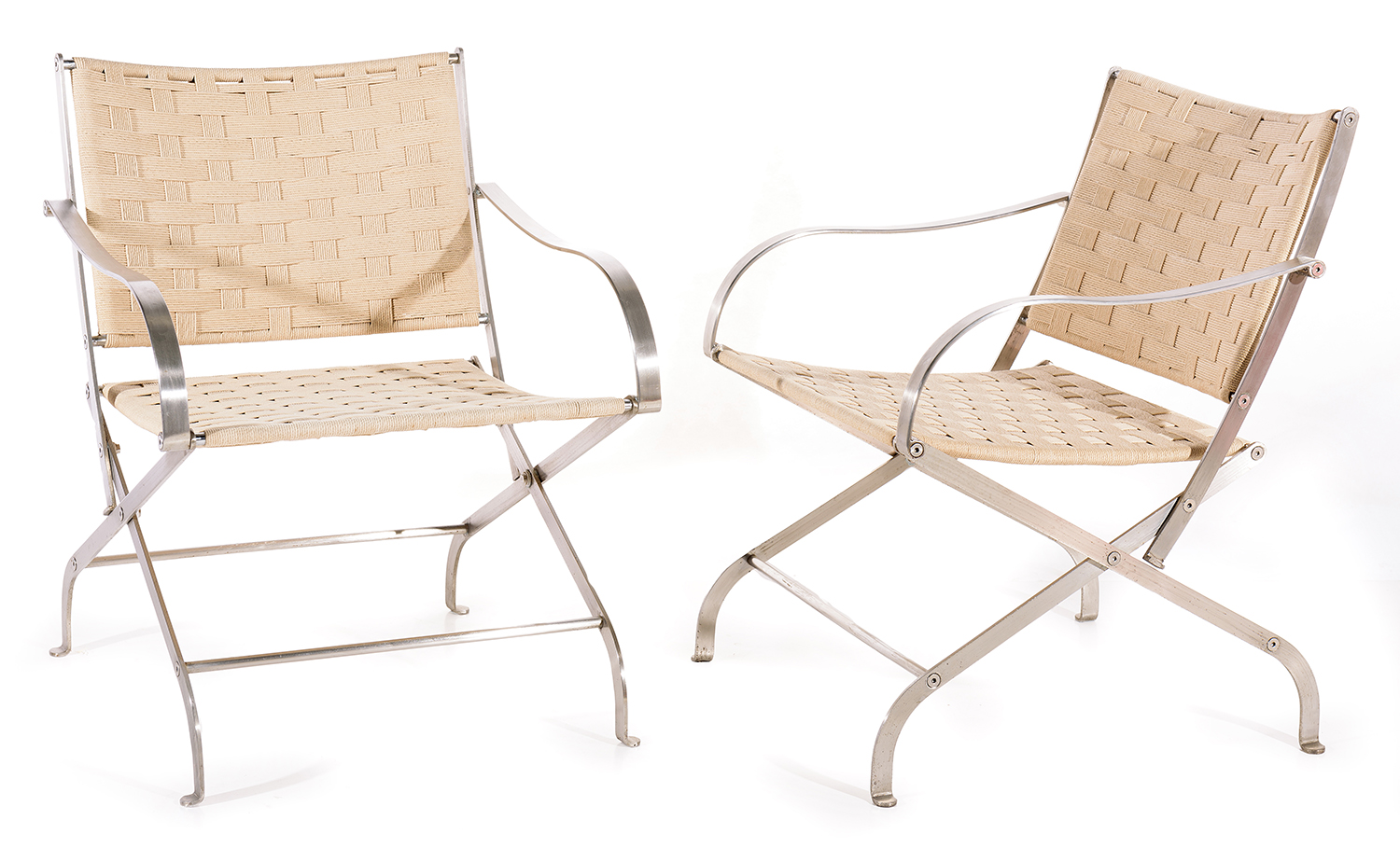 Appraisal: PAIR OF CARLOTTA ARMCHAIRS FOR FLEXFORM Rattan and polished steel