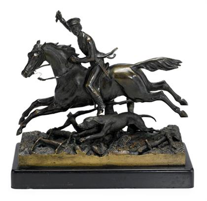 Appraisal: Pair of Continental equestrian bronzes possibly russian Modeled as a