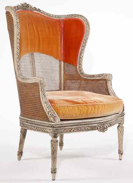 Appraisal: Italian Wingback Arm Chairin the Louis XVI style circa molded