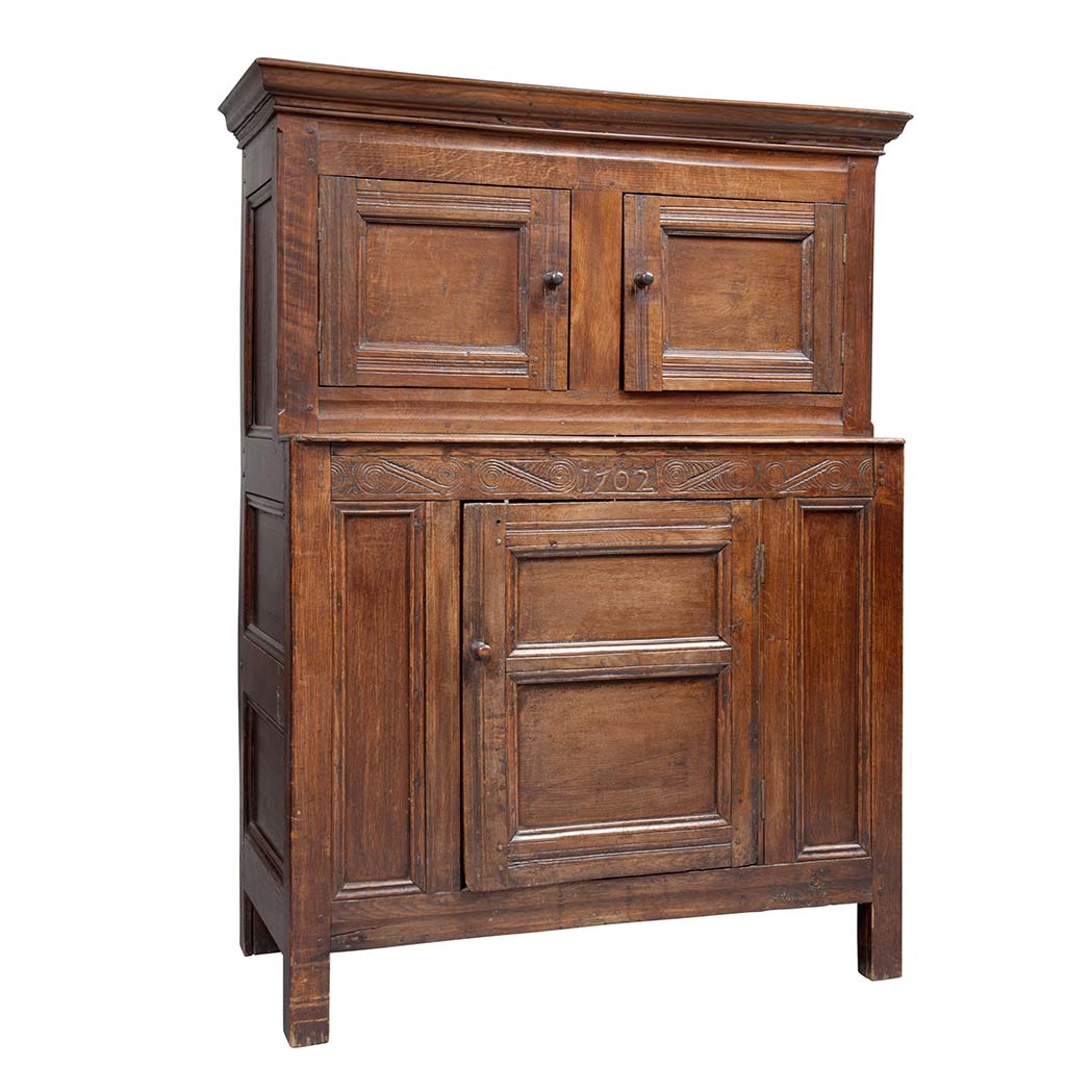 Appraisal: Queen Anne Oak Cupboard With a pair of paneled cupboard