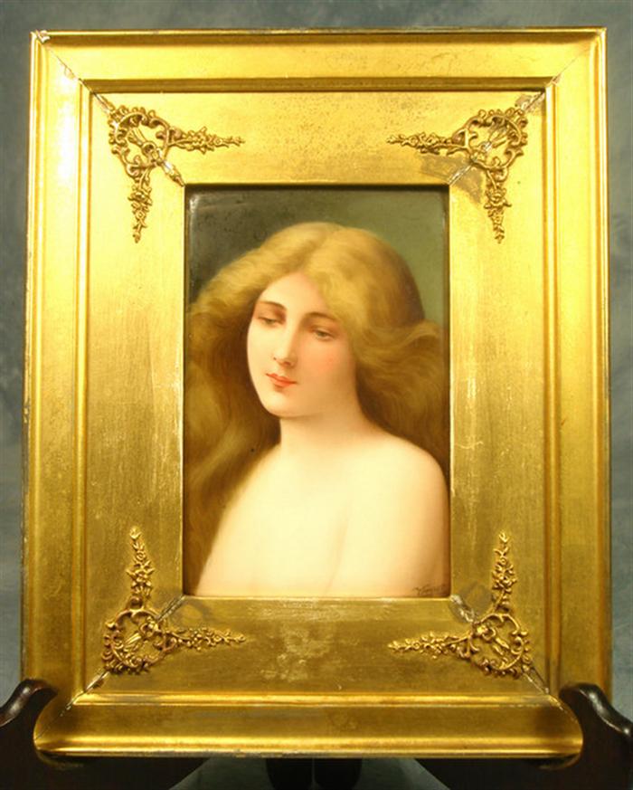 Appraisal: KPM porcelain plaque shoulder head portrait of a young blonde