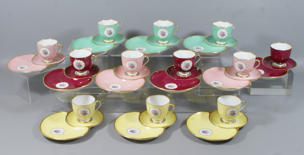 Appraisal: Furstenburg Germany porcelain cups with tea sandwich saucers ea of