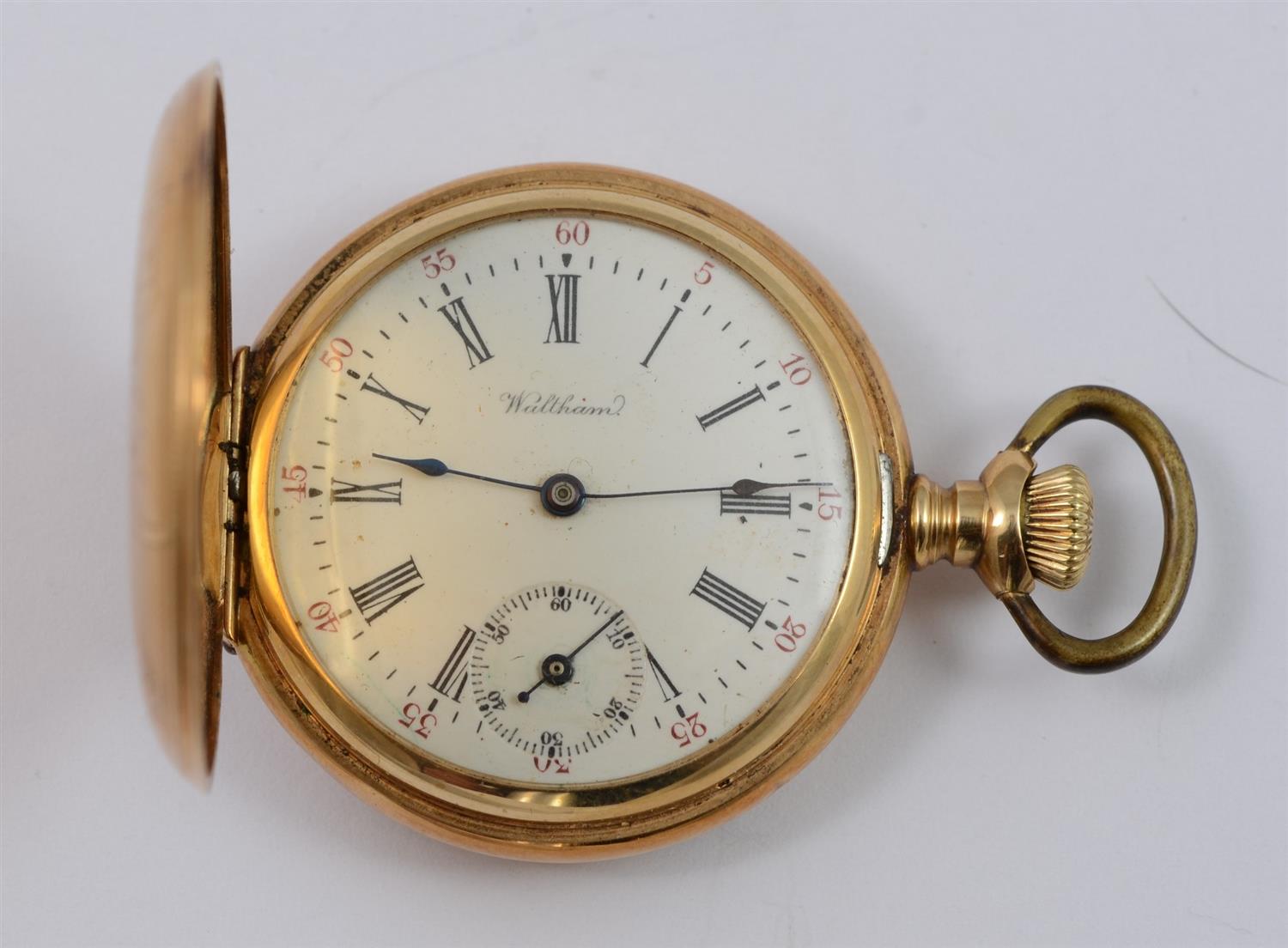 Appraisal: K YG Waltham Hunt Case Ladies' Pocket Watch size engraved