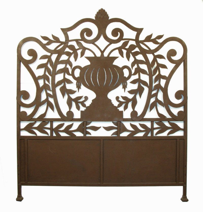 Appraisal: CUT STEEL IRON BED Contemporary Iron Queen Size Bed in