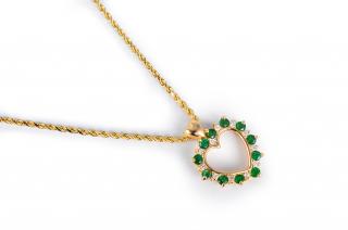 Appraisal: Emerald Diamond Heart Pendant Necklace KYG emerald diamond heart pendant