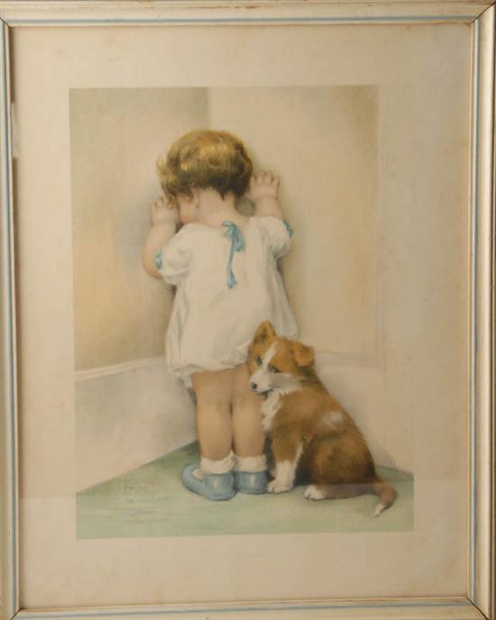 Appraisal: Bessie Pease Gutmann Print of Child and Dog In Disgrace