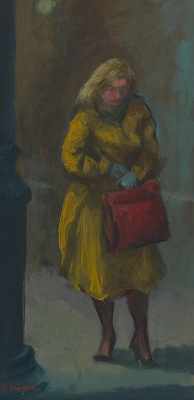 Appraisal: Clyde J Singer American - Girl in Yellow at Curb