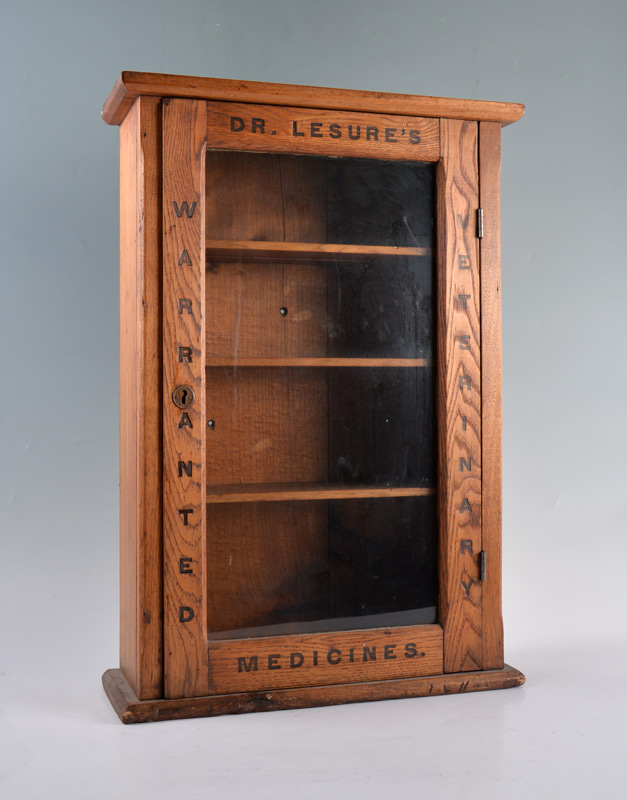 Appraisal: DR LESURE'S WARRANTED VETERINARY OAK MEDICINE CABINET Single glass door