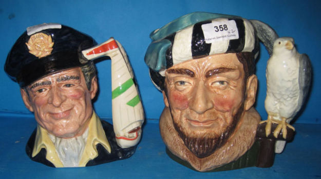 Appraisal: Royal Doulton Large character Jugs The Falconer D and Yachtsman