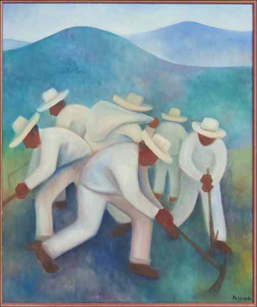 Appraisal: AURELIO PESCINA MEXICAN - TENDING TO THE FIELD Oil on